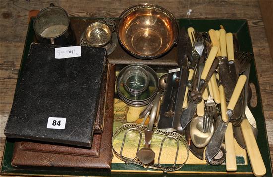Collection of mixed plated cutlery etc